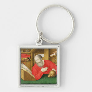 St Jerome i hans studie, 1650 (bodycolour och w/c Fyrkantig Silverfärgad Nyckelring