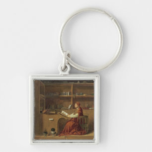 St Jerome i hans studie, c.1475 2 Fyrkantig Silverfärgad Nyckelring