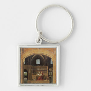 St Jerome i hans studie, c.1475 Fyrkantig Silverfärgad Nyckelring