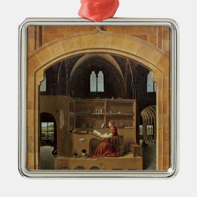St Jerome i hans studie, c.1475 Julgransprydnad Metall (Framsidan)