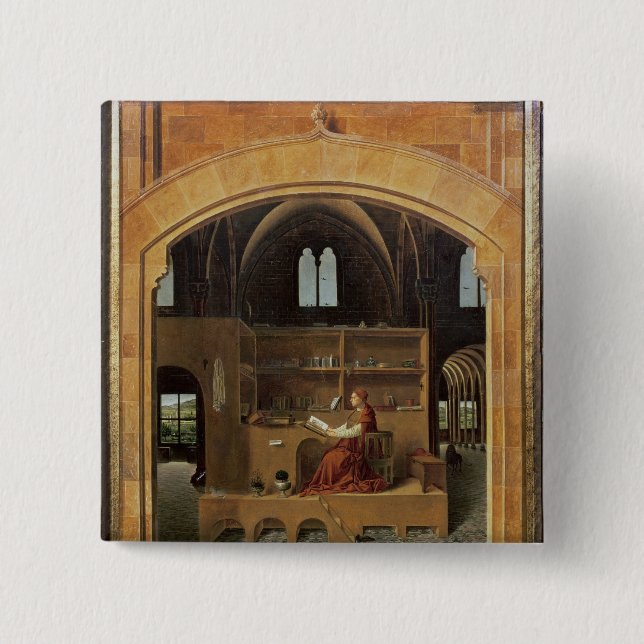 St Jerome i hans studie, c.1475 Knapp (Framsida)