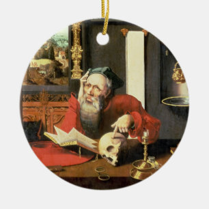St Jerome i hans studie Julgransprydnad Keramik