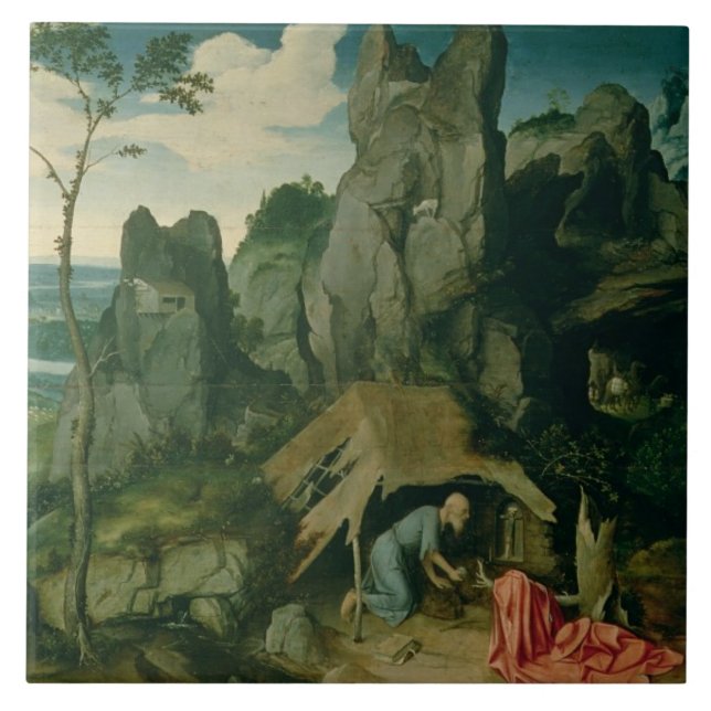 St Jerome i öknen (olja på panel) (se också Kakelplatta (Framsidan)