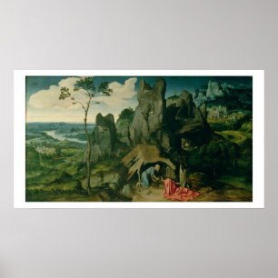 St Jerome i öknen (olja på panel) (se också Poster