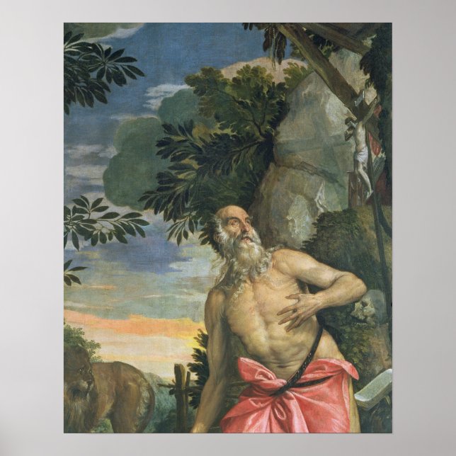 St. Jerome i Penitence (olja på canvas) Poster (Framsidan)