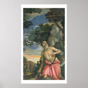 St Jerome i Penitence (olja på kanfas) Poster