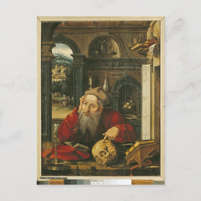 St. Jerome i sin studie Vykort (Framsida)