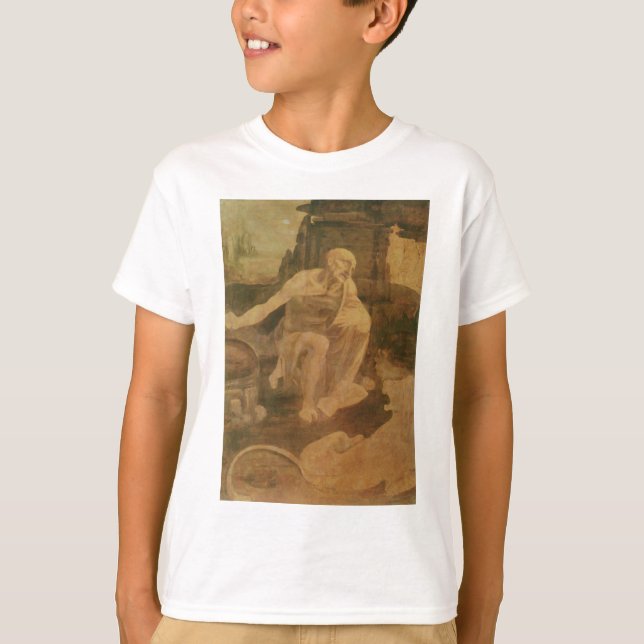 St Jerome i vildmarken av Leonardo Da Vinci Tee Shirt (Framsida)