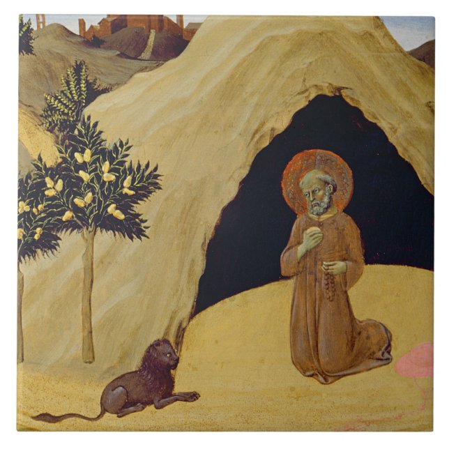 St Jerome med det lejont, 1436 (tempera på panel) Kakelplatta (Framsidan)