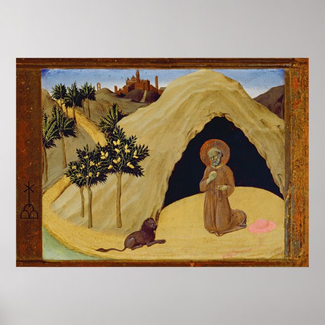 St. Jerome med lejon, 1436 (tempera on Panel) Poster (Framsidan)