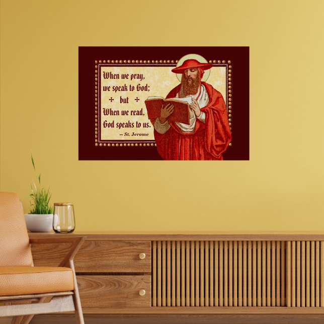 St. Jerome som kardinal med bönebokscitat Poster (Vardagsrum 2)