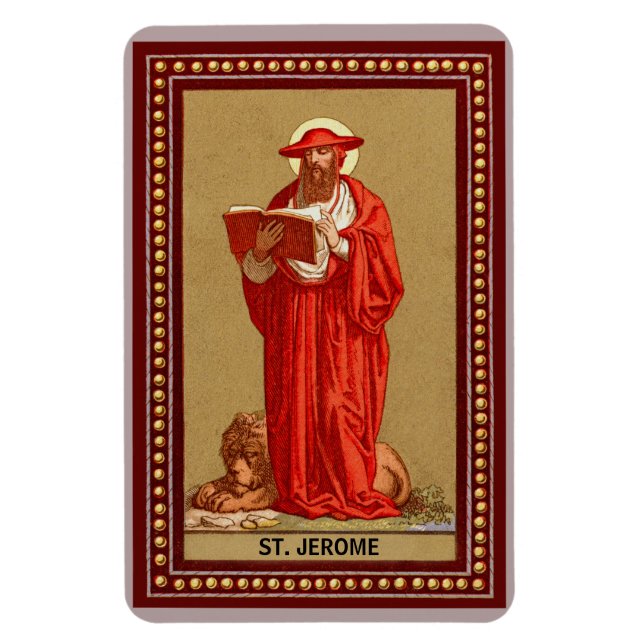 St. Jerome som kardinal med Lejon (P 004) Magnet (Vertikal)