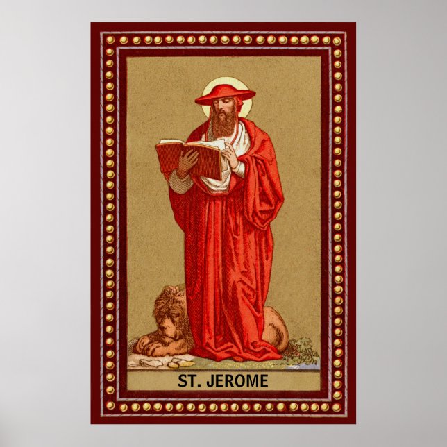 St. Jerome som kardinal med Lejon (P 004) Poster (Framsidan)