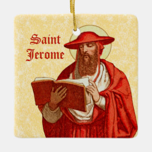 St. Jerome som kardinal med Motivational Quote Julgransprydnad Keramik