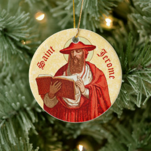 St. Jerome som kardinal med Motivational Quote Julgransprydnad Keramik