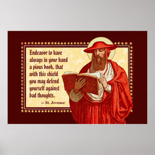 St. Jerome som kardinal med Pious Bok Quote Poster (Framsidan)