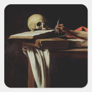 St. Jerome Writing, c.1604 (detaljförteckning 6491 Fyrkantigt Klistermärke