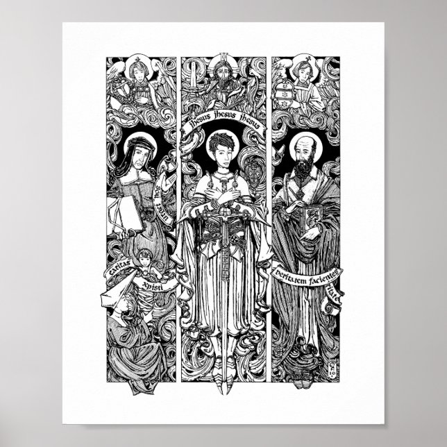 St Joan med Sts. Louise och Francis de Sales Poster (Framsidan)