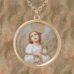 St Joan of Arc Burning at the Stake (BF 01) Guldpläterat Halsband<br><div class="desc">Bild Kredit (BF 01): Detaljer från ett antikt Fransk devotional print (nr 5296) av St. Joan of Arc som publicerades av Boumard et Fils, Paris, Frankrike, 1909 i firande av hennes beatifiering den 18 april samma år av påven St. Pius X. Från formgivarens privata insamling av religiösa ephemera. Feast: 30...</div>