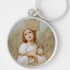 St Joan of Arc Burning at the Stake (BF 01) Rund Silverfärgad Nyckelring