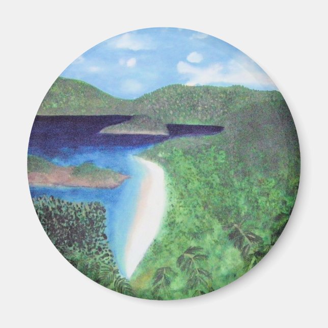 St John, Amerikanska Jungfruöarna Beach View Magnet (Framsidan)