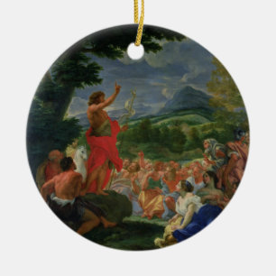 St John baptistiskt predika, målat för 169 Julgransprydnad Keramik