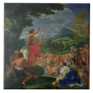 St John baptistiskt predika, målat för 169 Kakelplatta