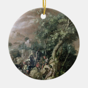St John baptistiskt predika (olja på kanfas) Julgransprydnad Keramik