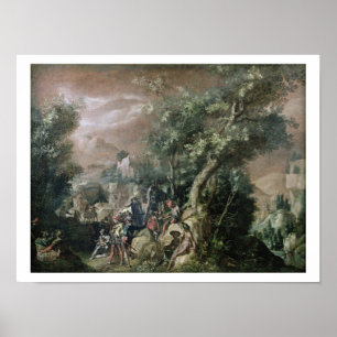 St John baptistiskt predika (olja på kanfas) Poster