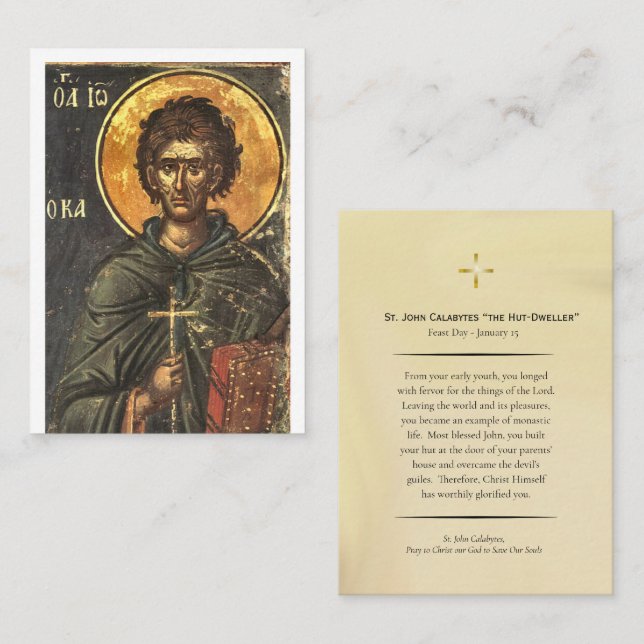 St. John Calabytes Orthodox Christian Prayer Card  Placeringskort (Fram/baksida)