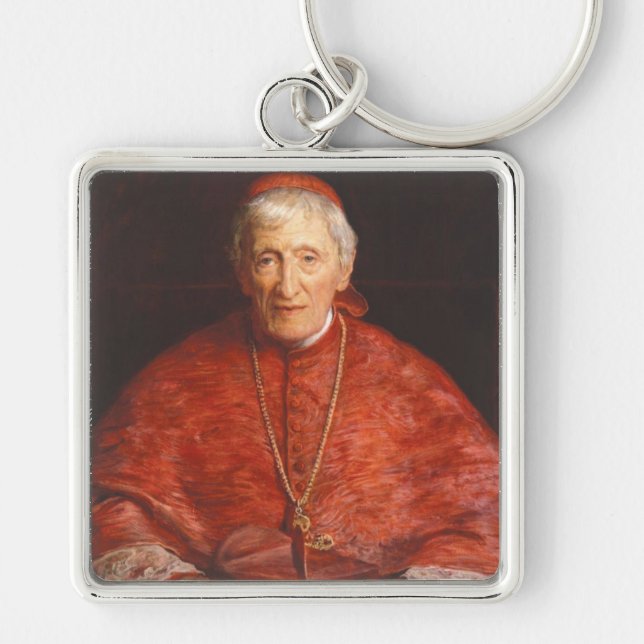 St John Cardinal Henry Newman-katolsk Fyrkantig Silverfärgad Nyckelring (Framsidan)