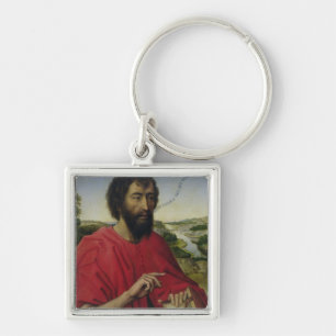 St John de baptistiska 2na Fyrkantig Silverfärgad Nyckelring