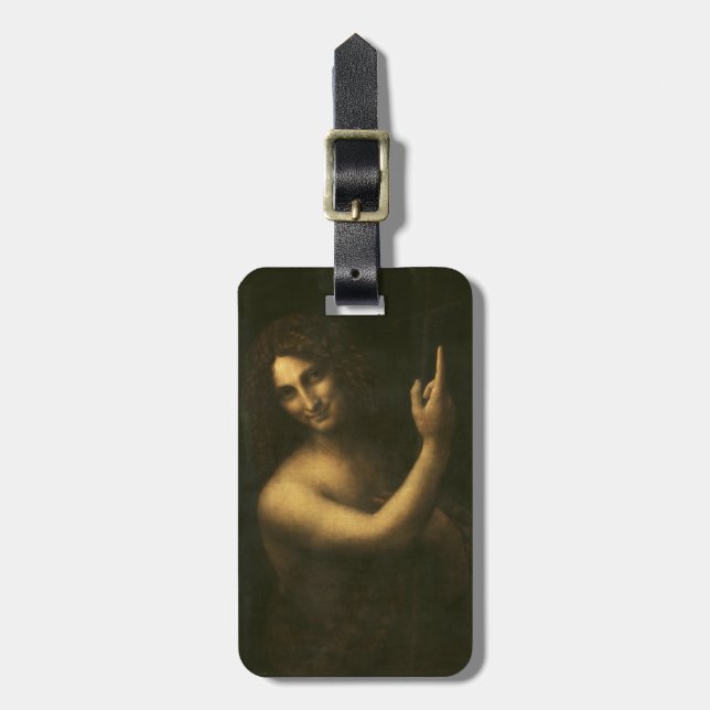 St John det baptistiskt av Leonardo Da Vinci Bagagebricka (Vertikal Framsida)