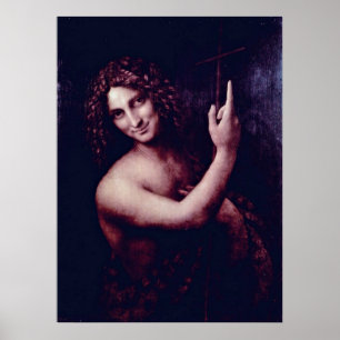 St John det baptistiskt av Leonardo Da Vinci Poster