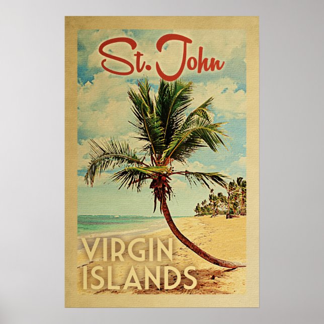 St John Handflatan Träd Vintage resor Poster (Framsidan)