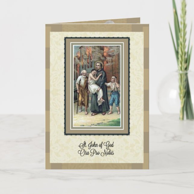 St John of God Pray for Us Birthday Card Kort (Framsida)