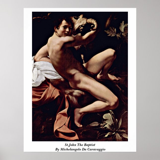 St. John The Baptist by Michelangelo Da Caravaggio Poster (Framsidan)