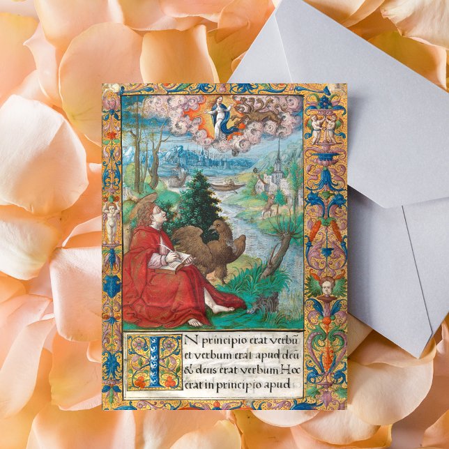 St John the Evangelist Bible Medieval Manuscript Vykort (St John the Evangelist Bible Medieval Manuscript Catholic Christian Postcard)
