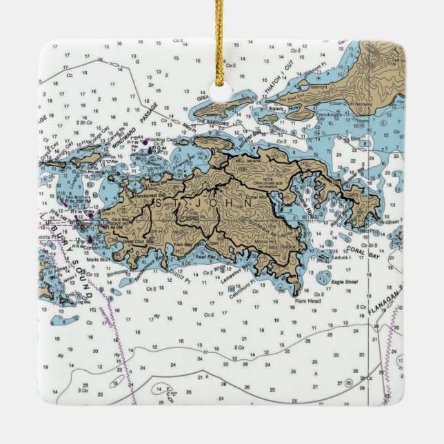 ST John USVI-diagram Julgransprydnad Keramik (Baksida)