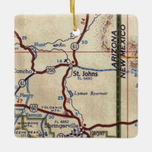 St. Johns Arizona Vintage Karta Julgransprydnad Keramik