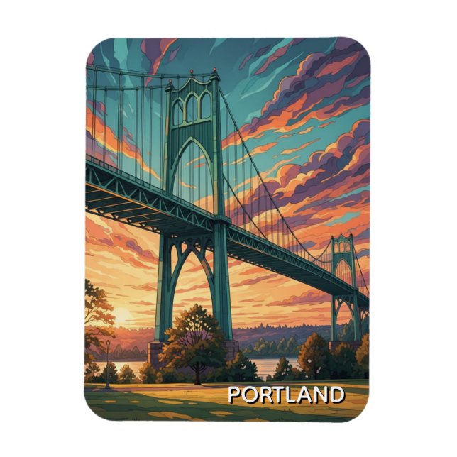 St Johns Bridge i Portland Oregon Magnet (Vertikal)