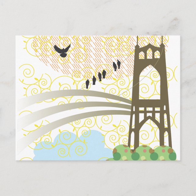 St. Johns Bridge Portland Postcard Vykort (Framsida)