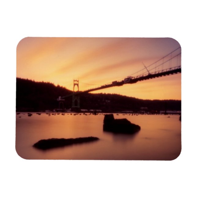 St Johns Bridge Sunset Magnet (Horisontell)
