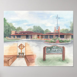 St. John's Church Evansville, WI - 8x10 Print Poster