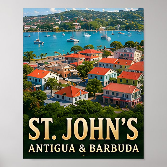 St. John's karibiska hamn och öcharm Poster (Framsidan)