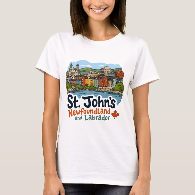 St John's Newfoundland Söt Siluett T Shirt (Framsida)