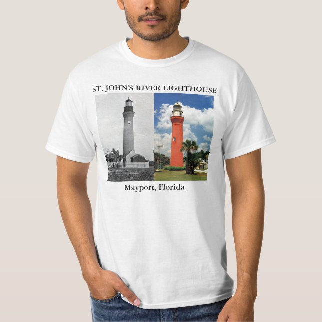 St John's River Lighthouse, Mayport Florida T-shirt (Framsida)