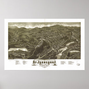 St Johnsbury Vermont 1884 Antique Panoramic Karta Poster