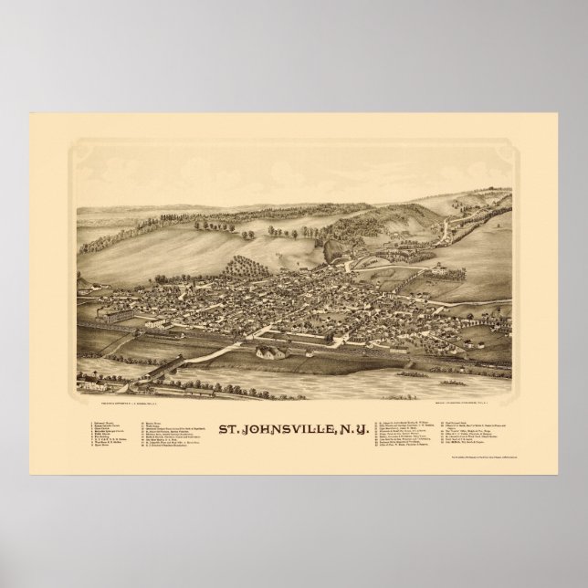 St. Johnsville, NY Panoramic Karta - 1890 Poster (Framsidan)