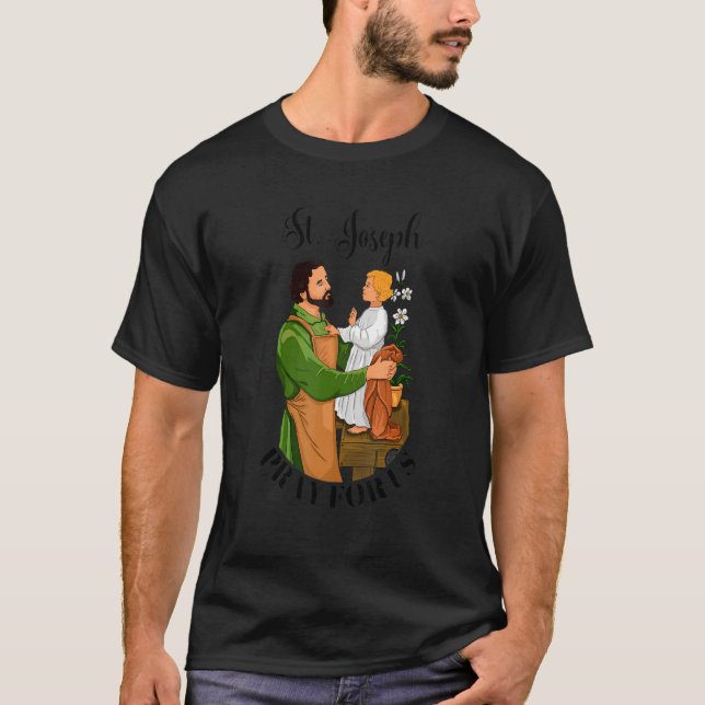 St Joseph and Child Jesus Consecration Catholic Sa T Shirt (Framsida)